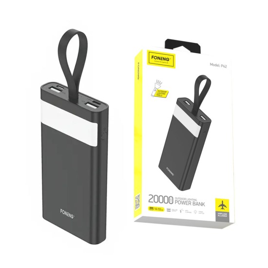 FONENG POWER BANK P42 WITH LED LIGHT 20000MAH BLACK FONENG POWER BANK P42 WITH LED LIGHT 20000MAH BLACK